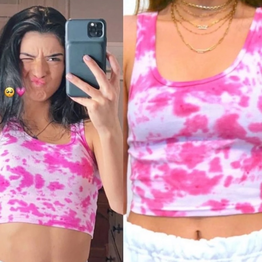 Pink tie dye tank top